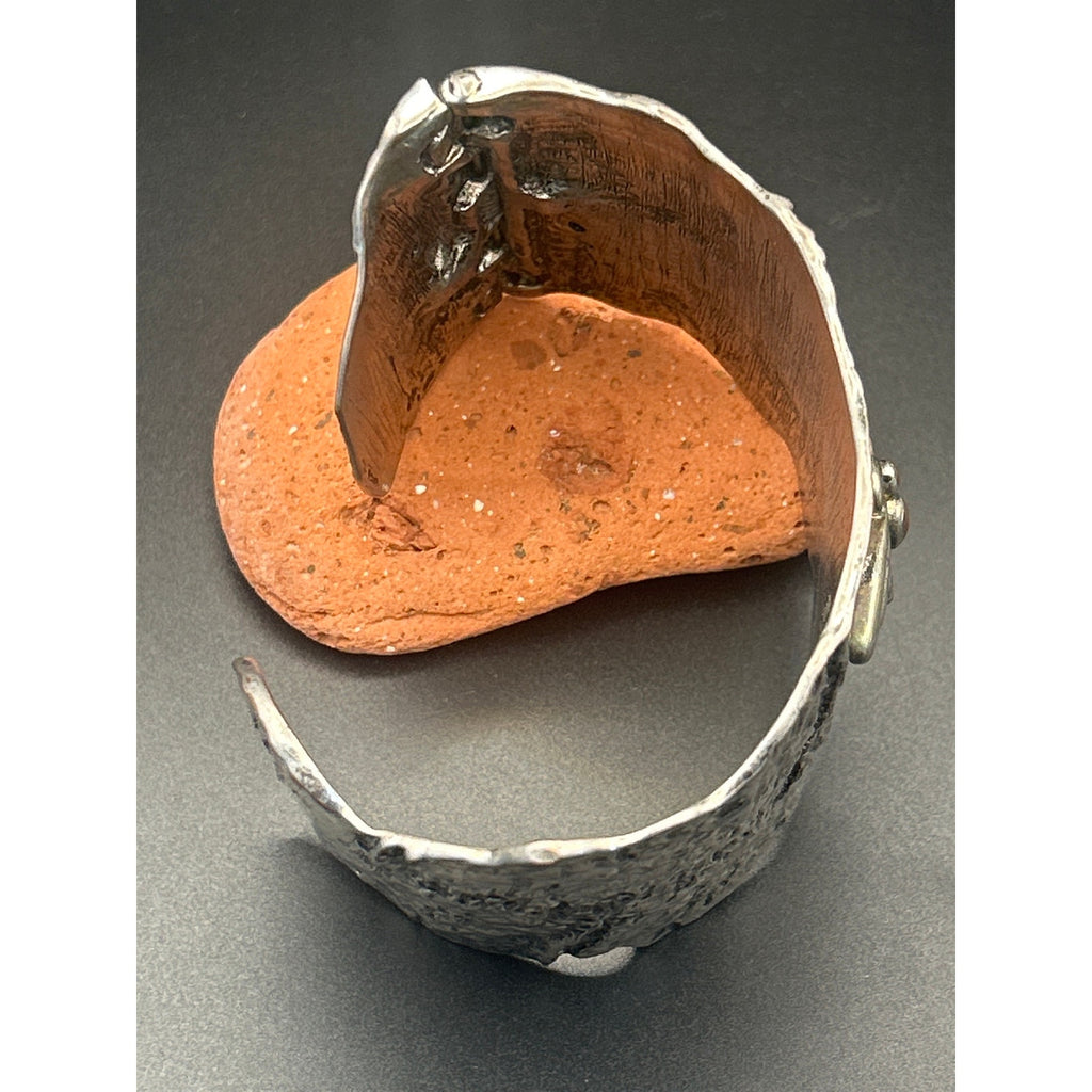 J Hornig 2" Wide Silver Plated Moth To A Flame Bracelet - Adjustable 7" to 8"