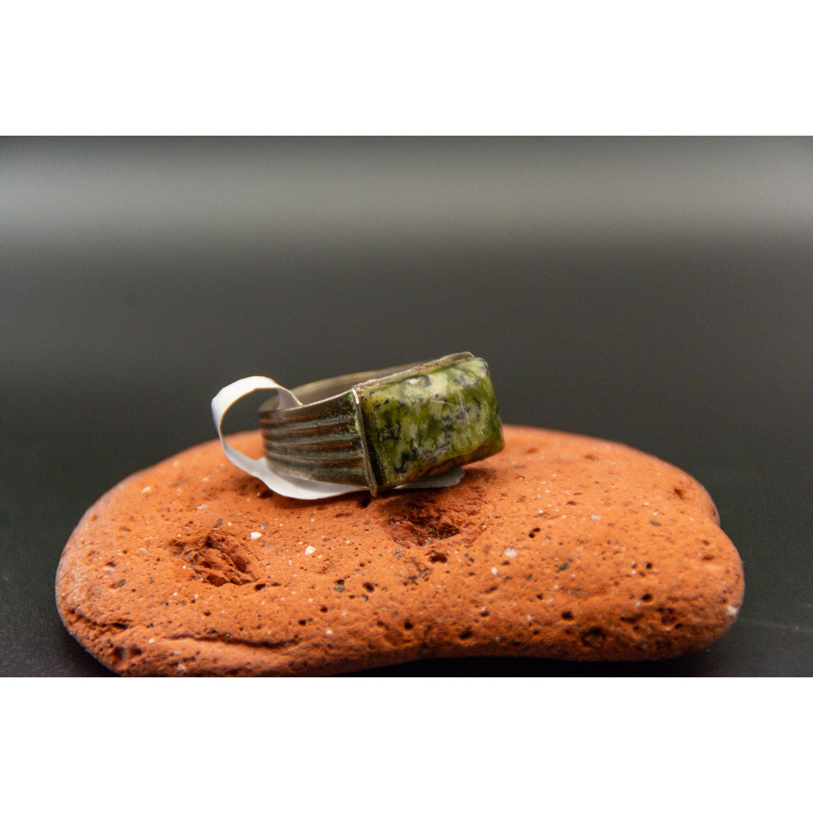 Vintage Green Jade Kochi Afghan Ring - Size 10