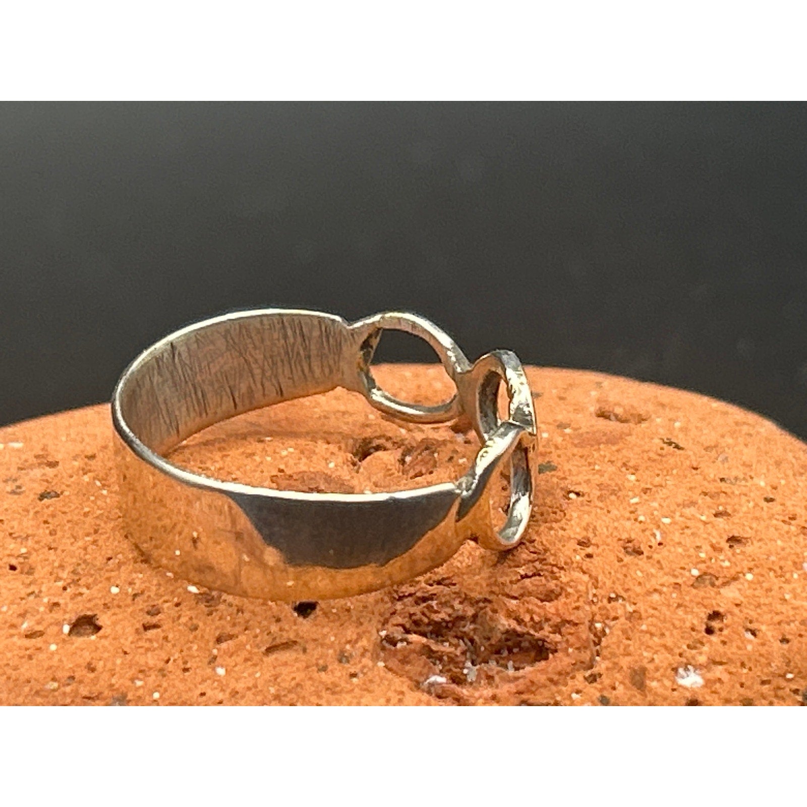 Handmade Minimalist Triple Loop 925 Sterling Silver Ring Size 9 Artisan