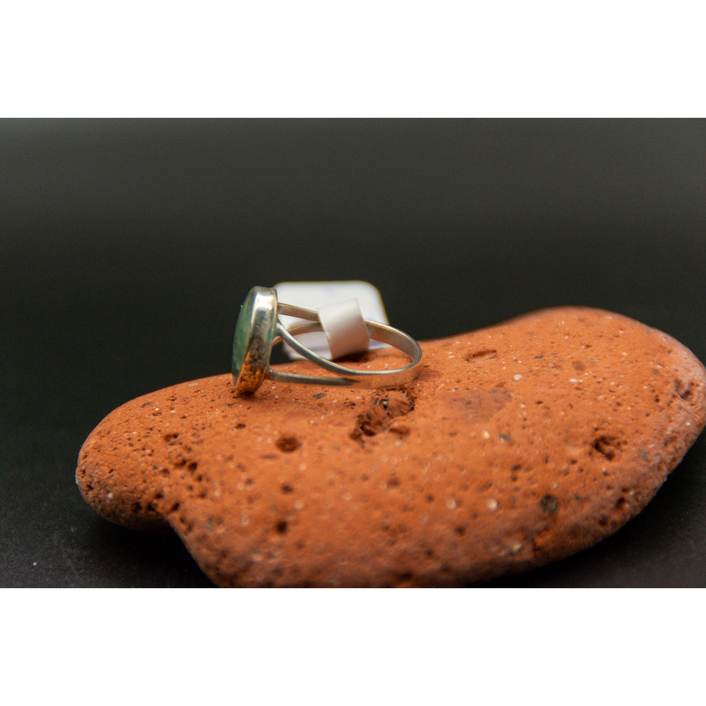 Green Aventurine Taxco Mexico Silver Ring - Size 5.5