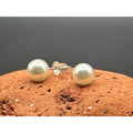 Vintage 6mm Faux Pearl Stud Earrings Silver Tone Posts Classic White