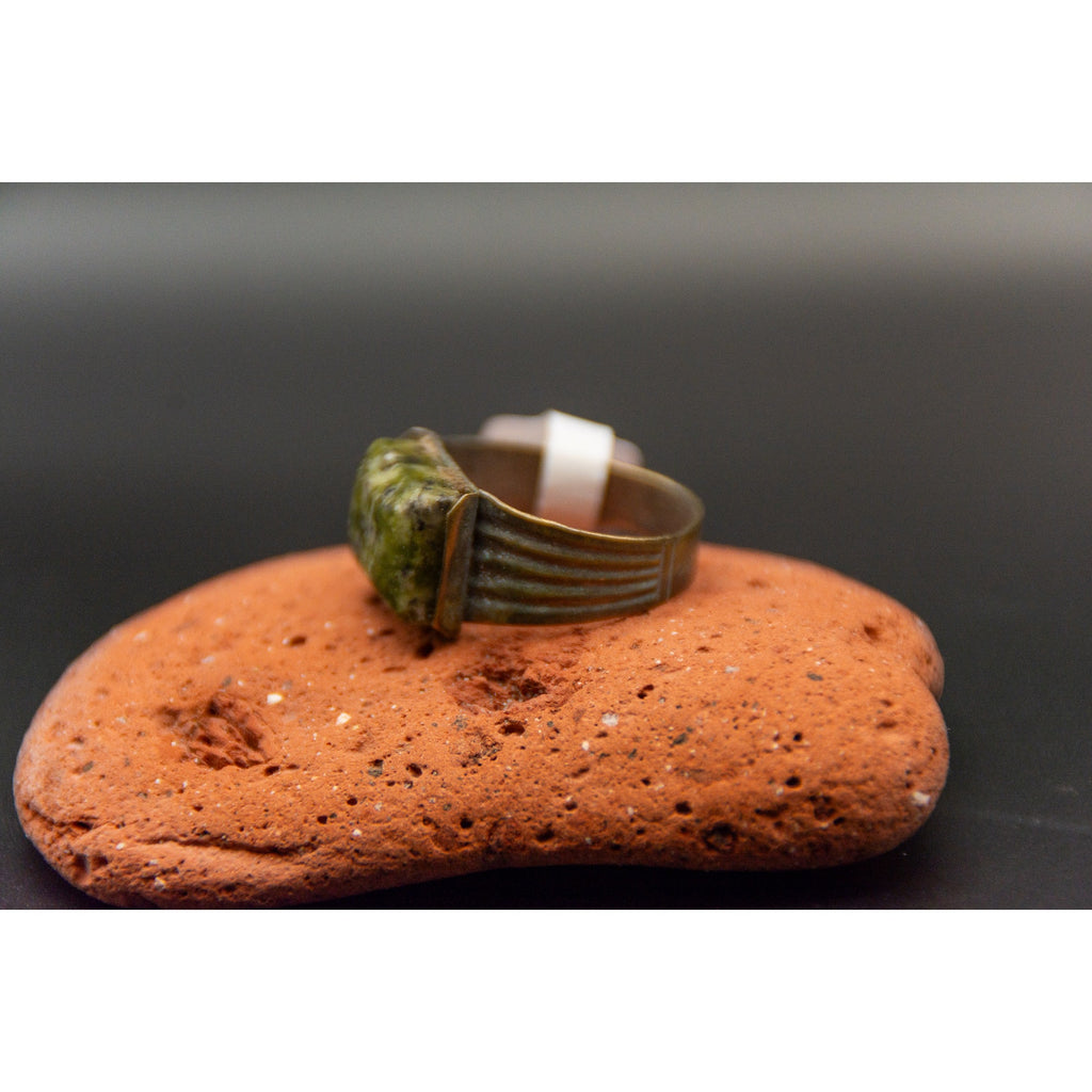 Vintage Green Jade Kochi Afghan Ring - Size 10