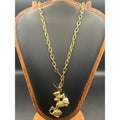 Vintage Gold Tone Poodle Dog Pendant Necklace | 3D Retro Toy Zipper Pull Charm