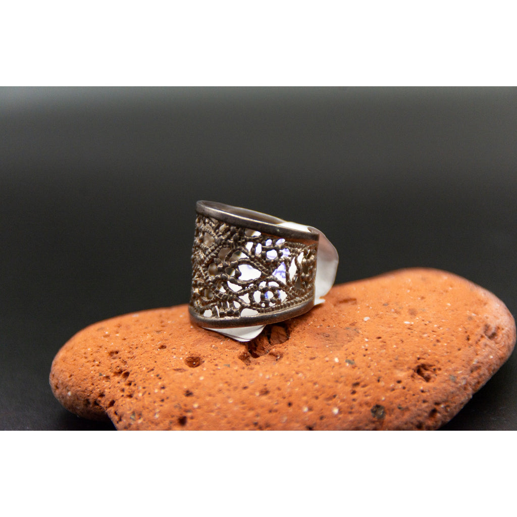 Vintage Kuchi Afghan Tribal Silver Tone Ring - Size 6
