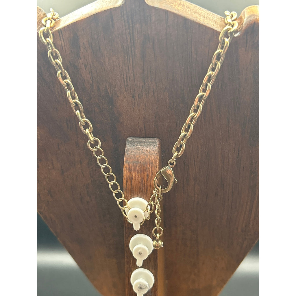 Vintage Gold Tone Pastel Green AB Crystal Cluster Statement Necklace