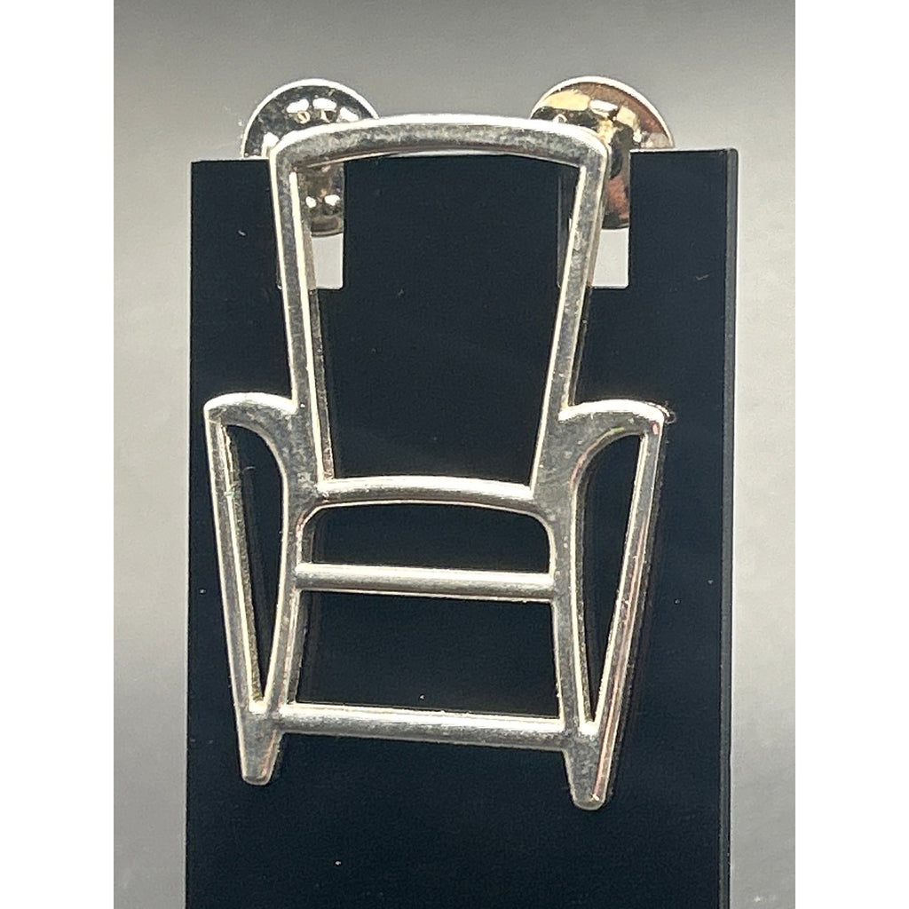 Vintage Silver Tone Minimalist Wire Frame Chair Brooch Pin - 2.5 Inch