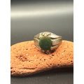 Vintage Afghan Kochi Tribal Ring Brass Alloy Green Glass Cabochon Size 10.5