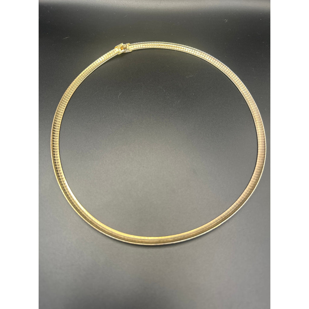 Vintage 80s Gold Tone 17" Omega Chain Necklace Rolled Collar Box Clasp