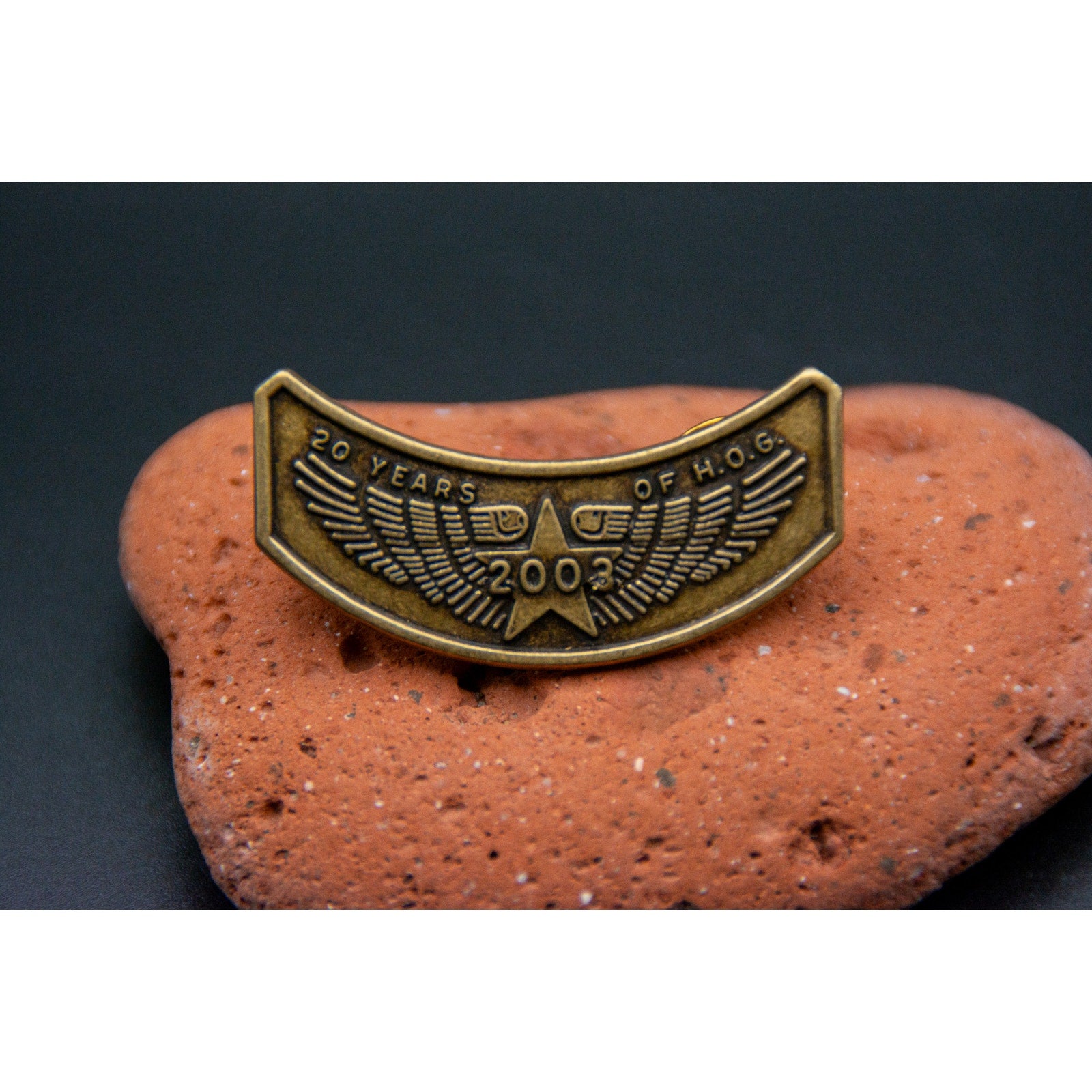 Vintage 2003 Harley Davidson 20 Years Of Hog Brass Lapel Pin