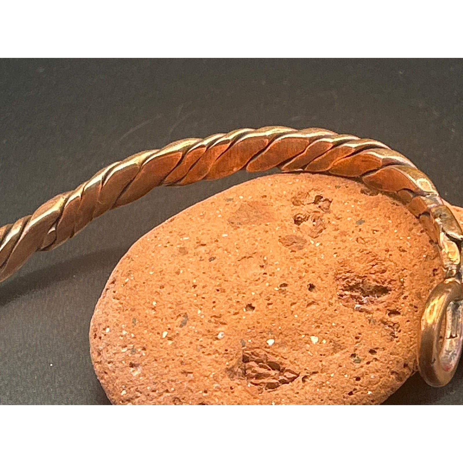 Handmade Copper Bicep Cuff - Twist With Light Flame Kissed Finish Upper Arm