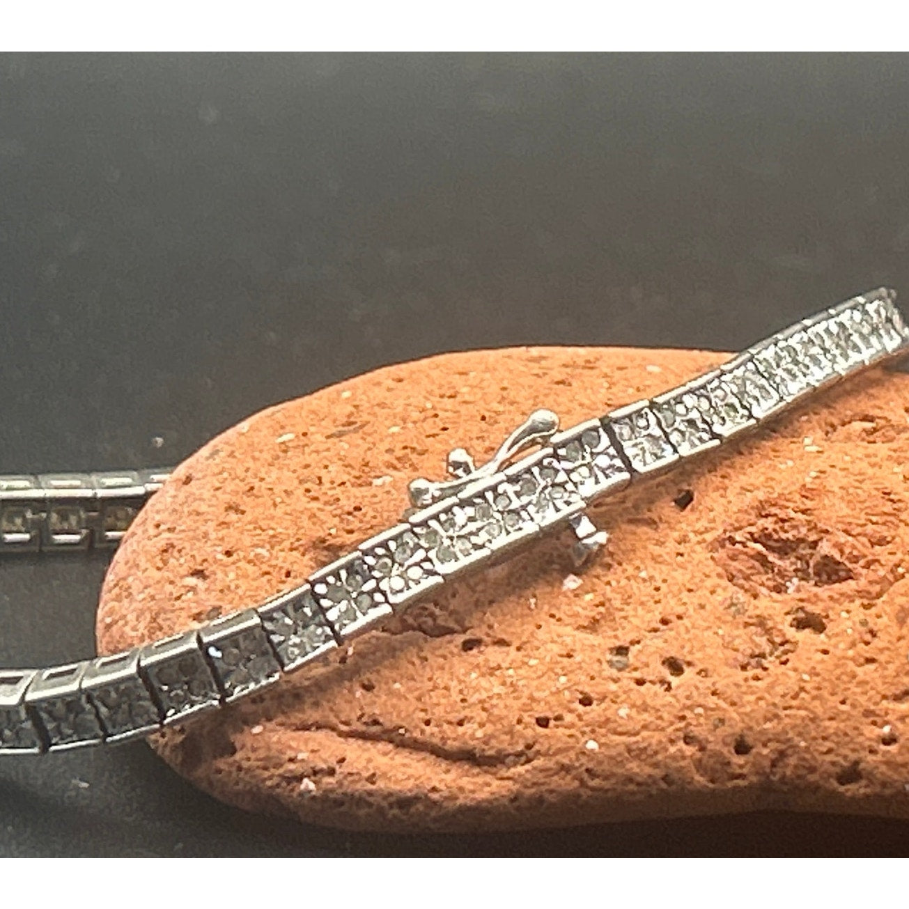 Signed MDJ 925 Sterling Silver Diamond Tennis Bracelet 200+ Diamonds 6.5" Link