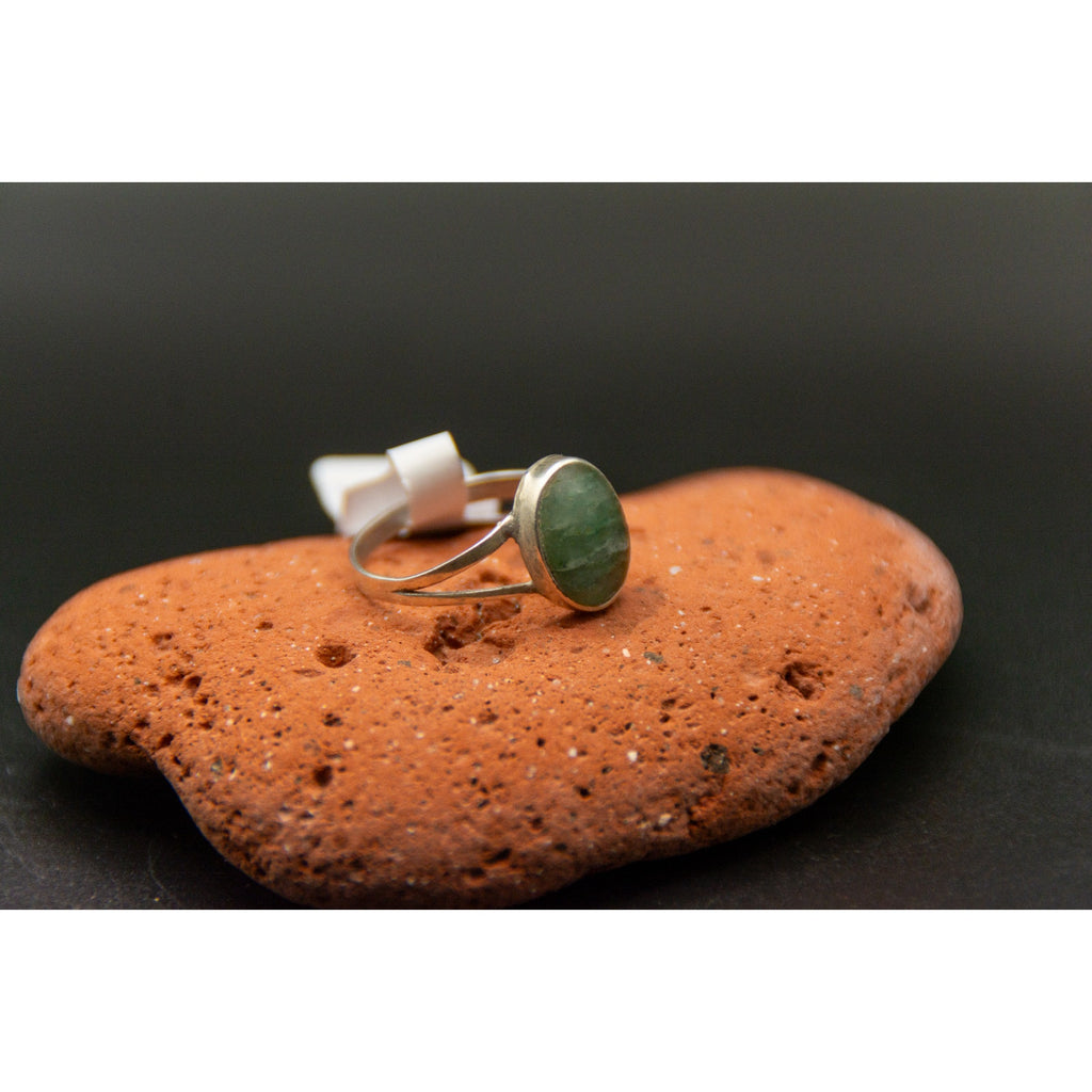 Green Aventurine Taxco Mexico Silver Ring - Size 5.5