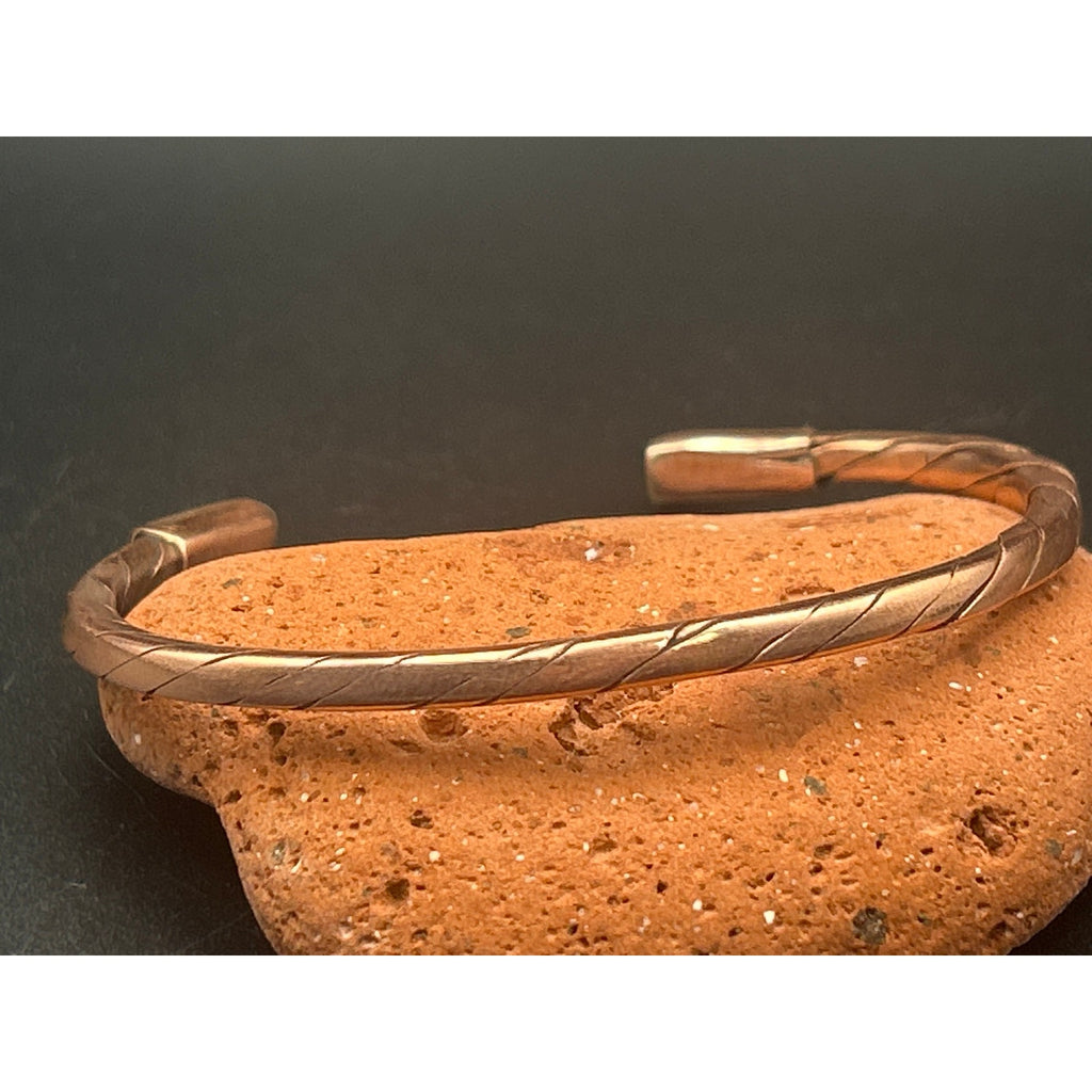 Handmade 3.5mm Squared Copper Twist Bangle Cuff Bracelet Adjustable Artisan Maine