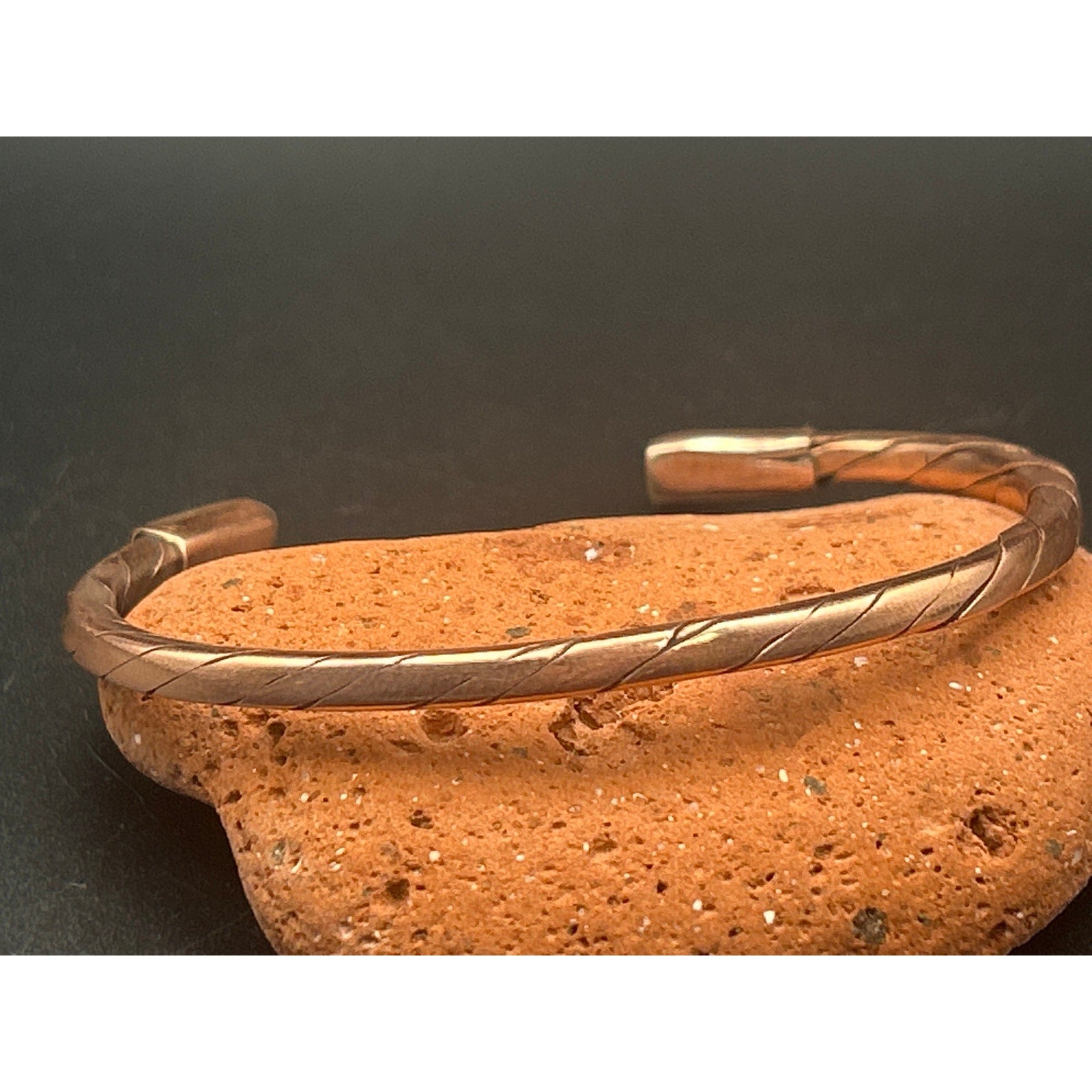 Handmade 3.5mm Squared Copper Twist Bangle Cuff Bracelet Adjustable Artisan Maine