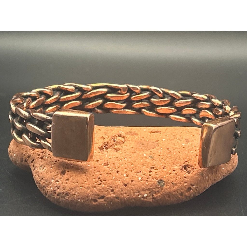 Handmade 11mm 5 Strand Woven Copper Cuff Bracelet Adjustable Artisan Maine Made