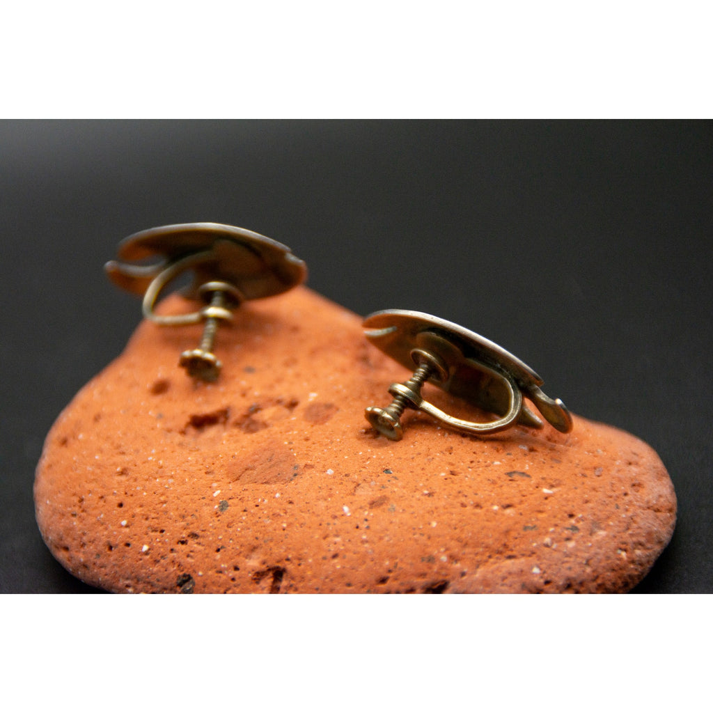 Vintage Mexican Metales Casados Silver Fish Screwback Earrings