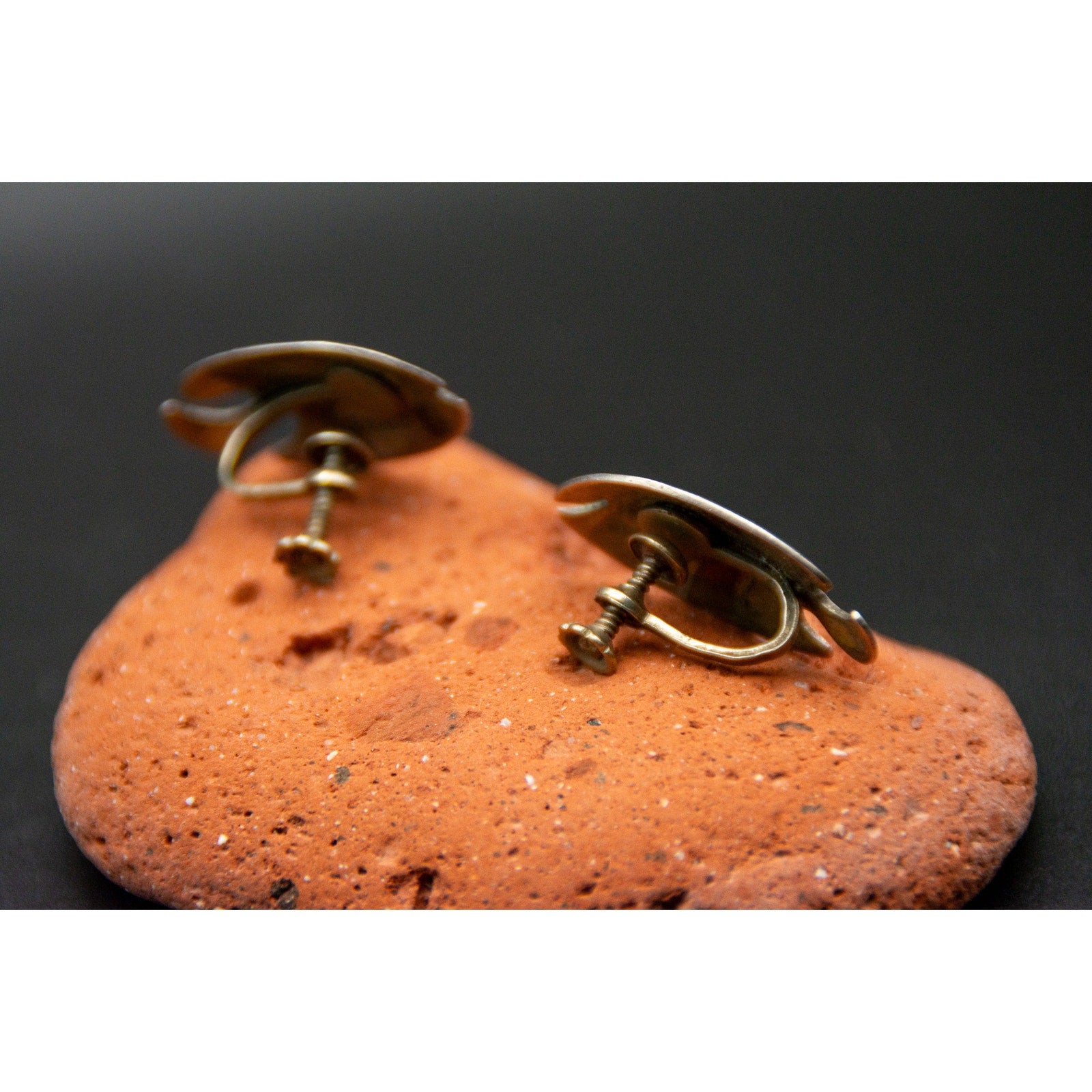 Vintage Mexican Metales Casados Silver Fish Screwback Earrings