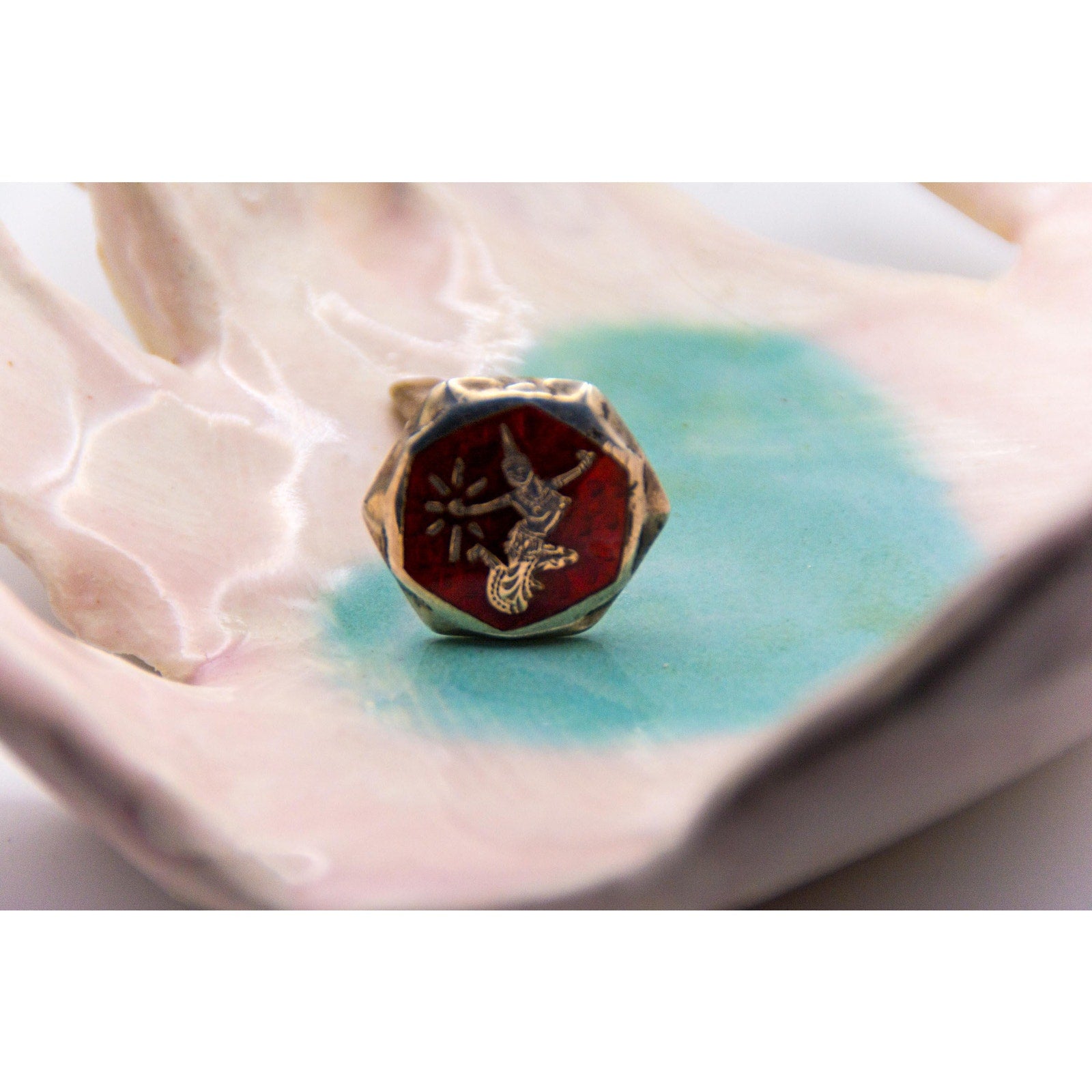 Vintage Siam Sterling Mekhala Niello Cufflinks Goddess Lightning Art Deco Thai pre-1939