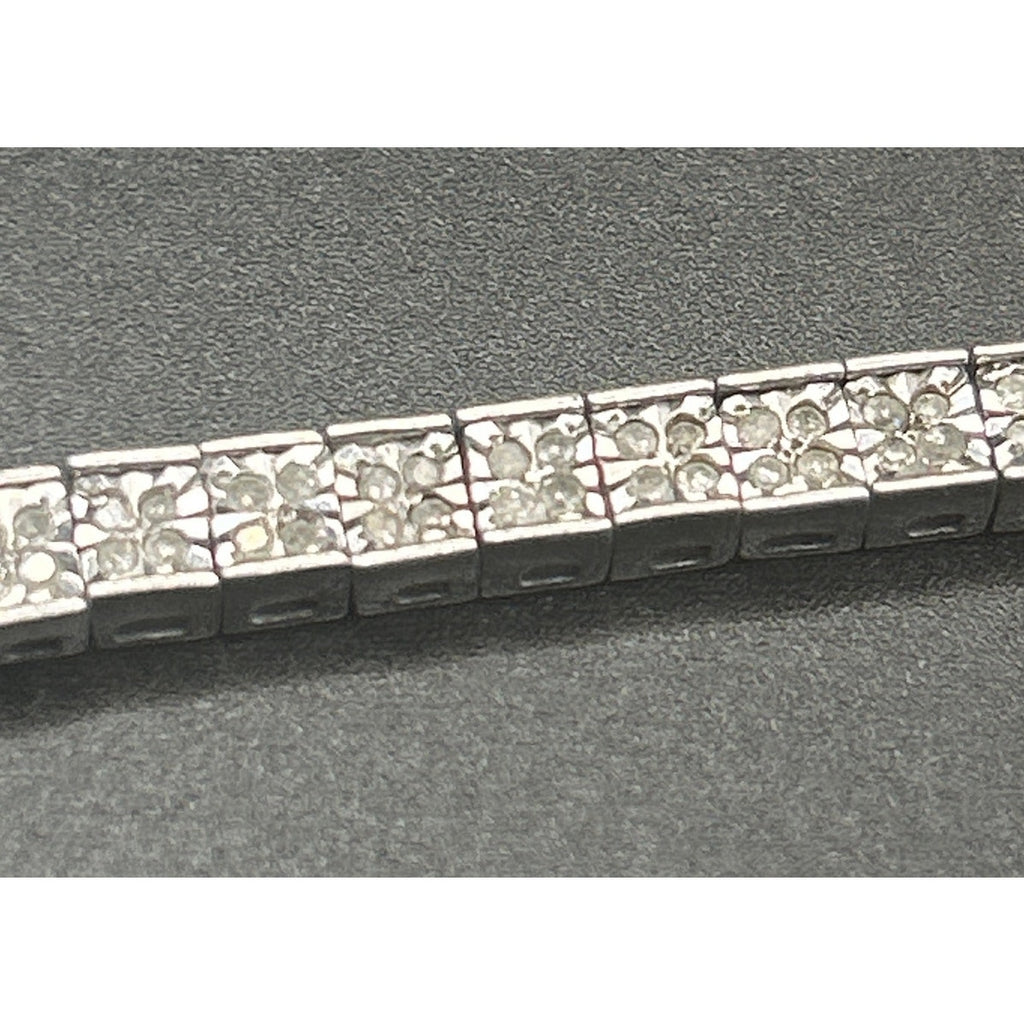 Signed MDJ 925 Sterling Silver Diamond Tennis Bracelet 200+ Diamonds 6.5" Link
