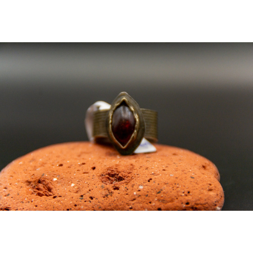 Beautiful Garnet Kochi Tribal Ring from Afghanistan - Size 8