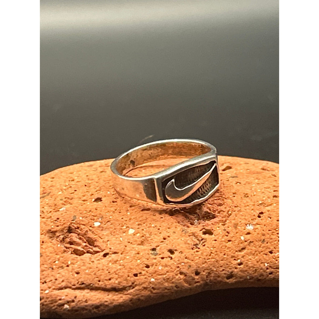 Vintage 90s Sterling Silver Bootleg Nike Swoosh Ring Size 7 Streetwear