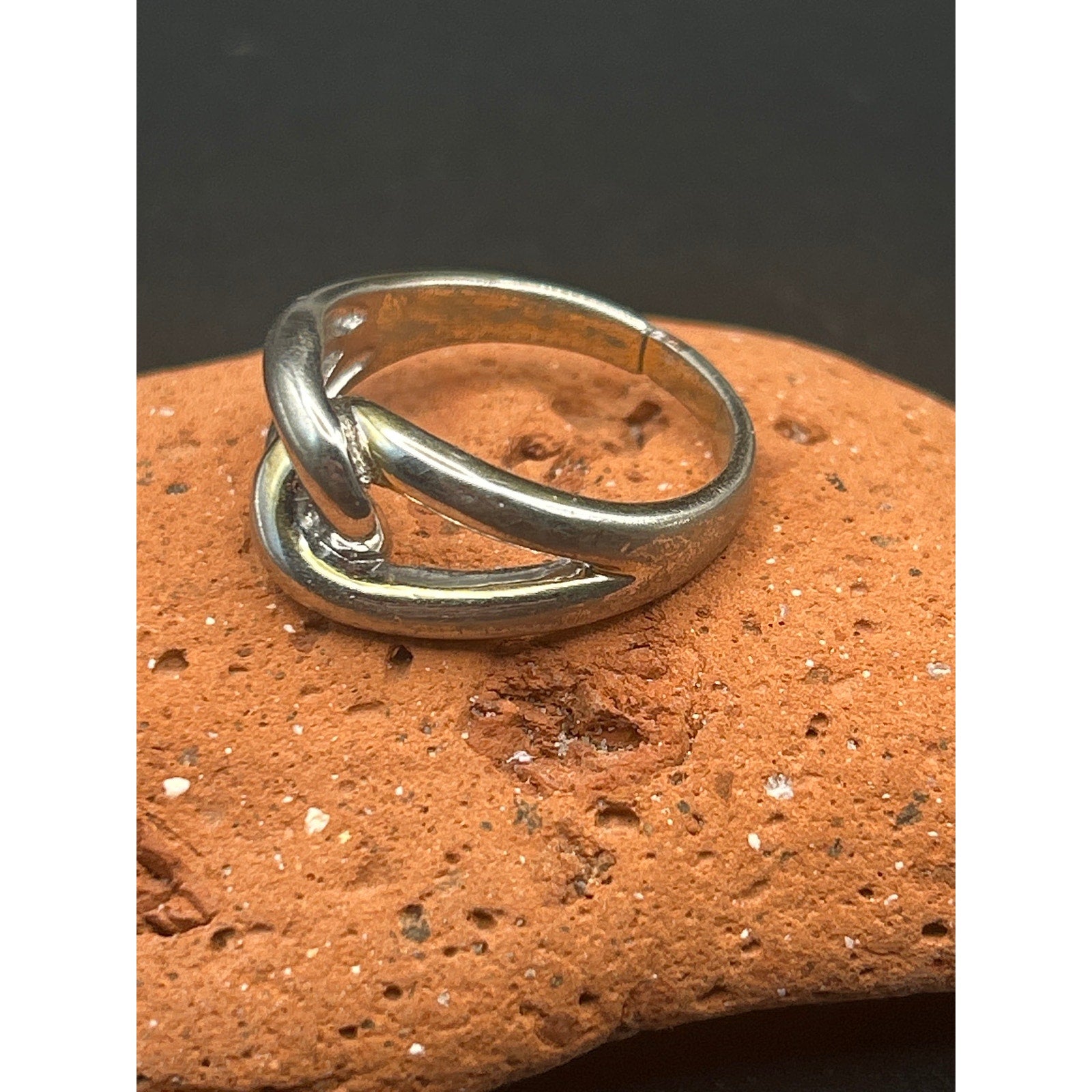 Vintage 90s Silver Tone Knot Ring Size 10 Love Knot Statement Band Minimalist