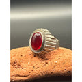 Afghan Kochi Tribal Ring Brass Alloy Red Glass Size 9