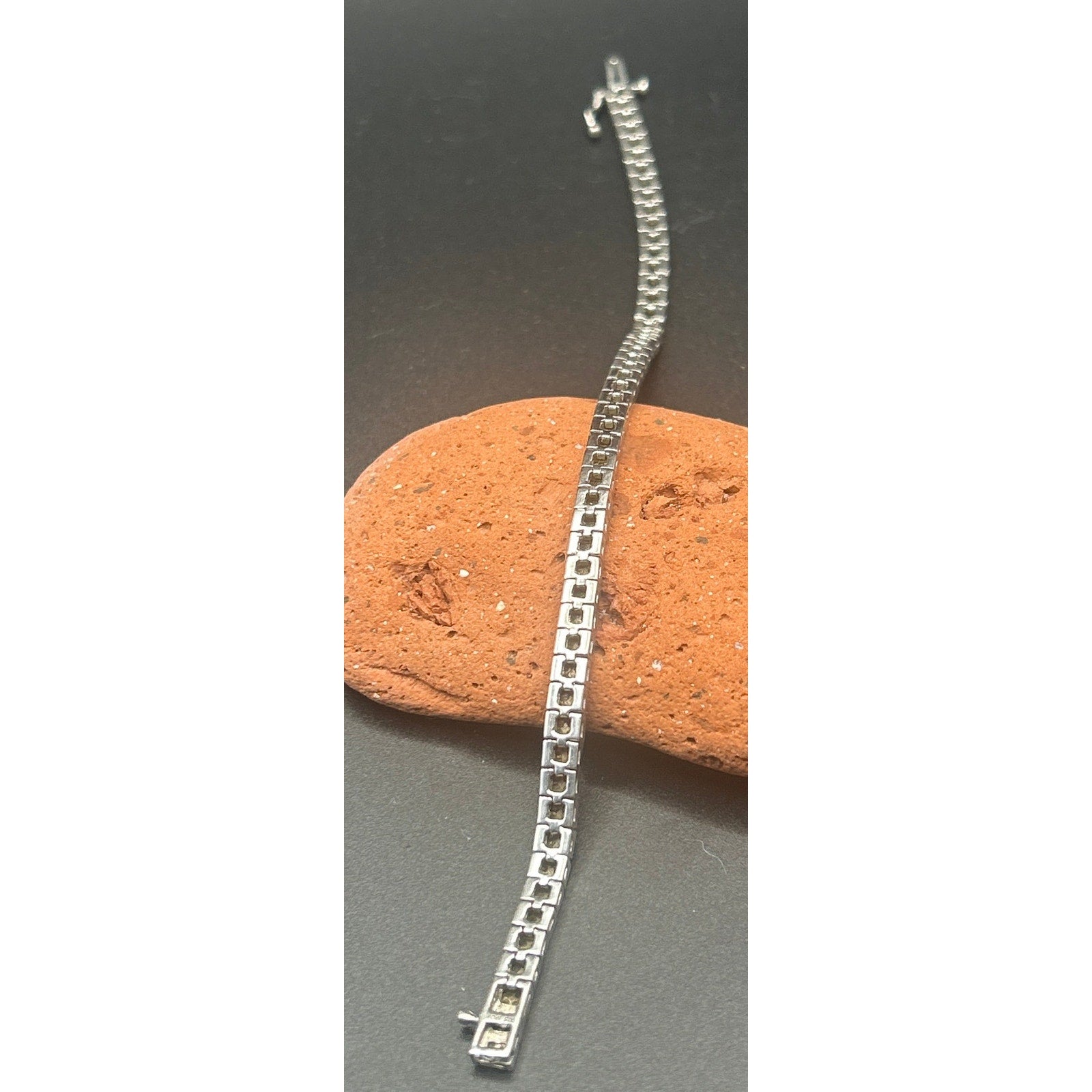 Signed MDJ 925 Sterling Silver Diamond Tennis Bracelet 200+ Diamonds 6.5" Link