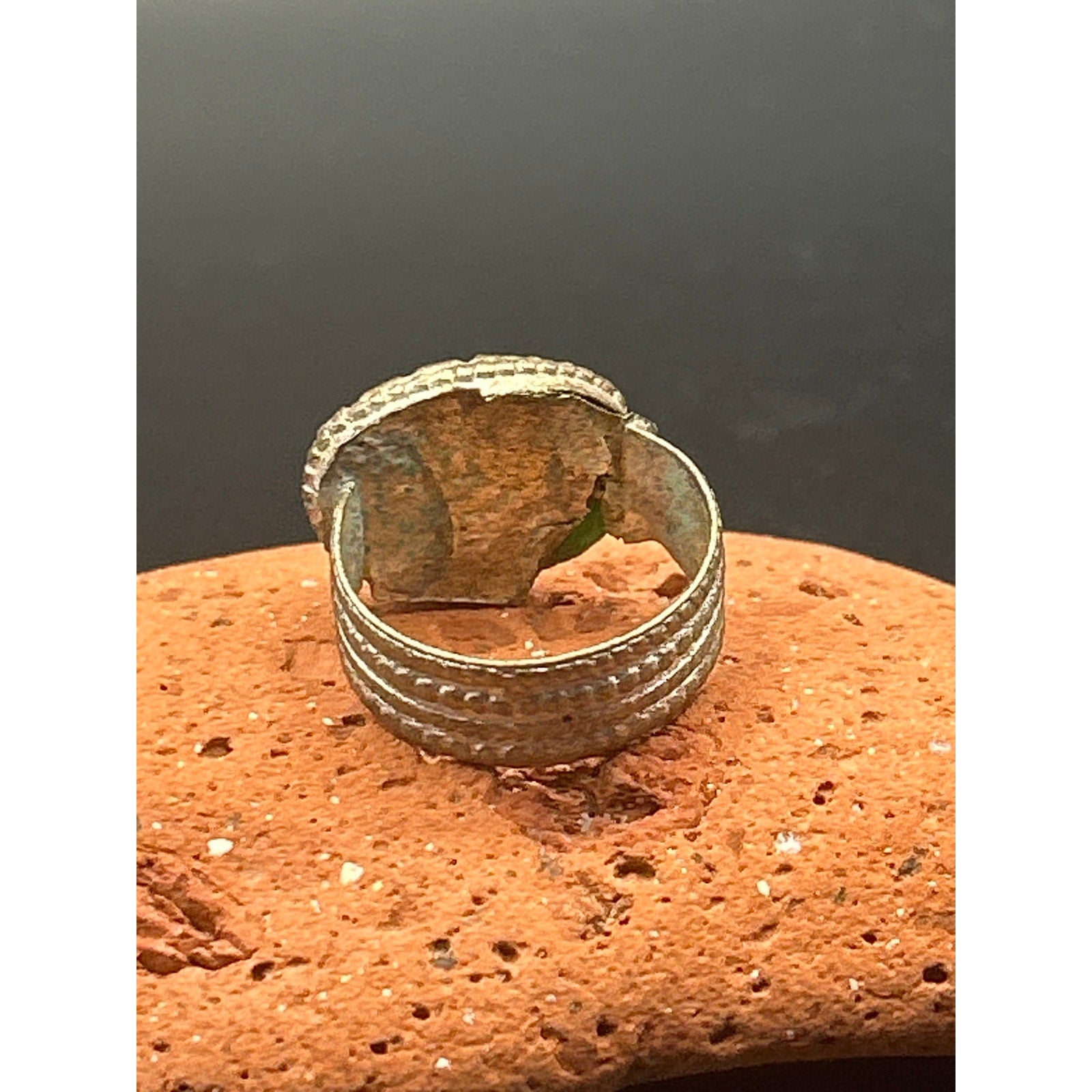 Vintage Afghan Kochi Tribal Ring Hand Poured Green Glass Size 5.5 Nomadic
