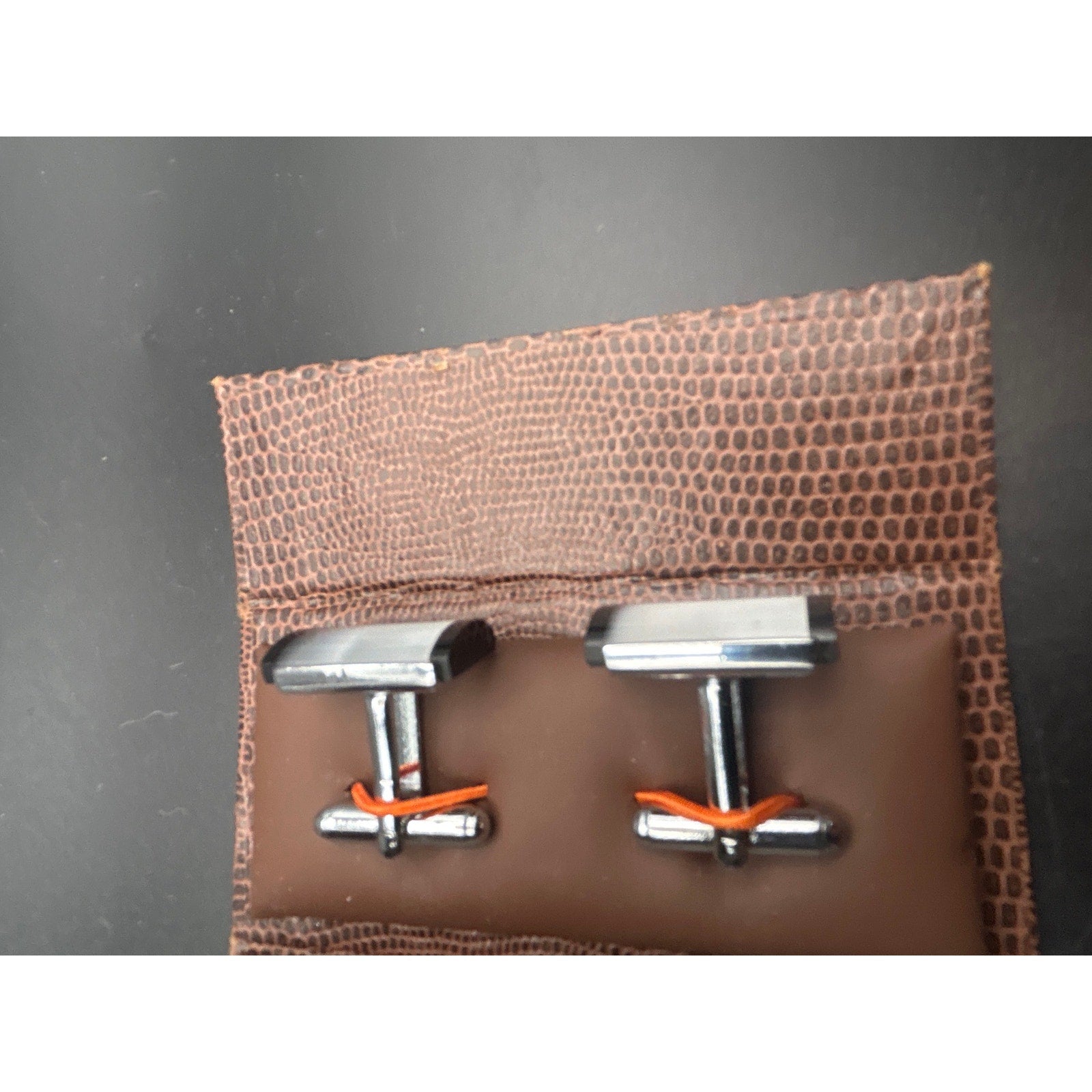 Vintage Mother of Pearl & Black Onyx Cufflinks | Retro Silver Tone Boxed Tux
