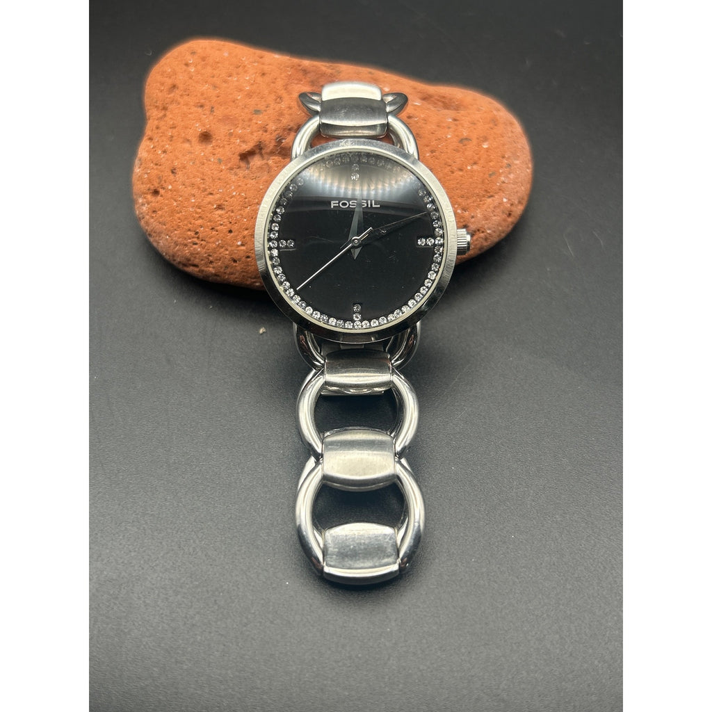 Fossil F2 Silver Tone Black Pave Dial Ladies Watch | ES-1638 Link