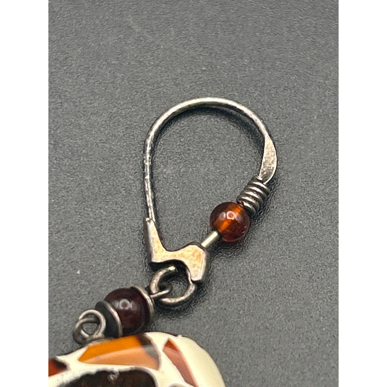 Vintage Modernist Resin Swirl Drop Dangle Earrings Amber Accent