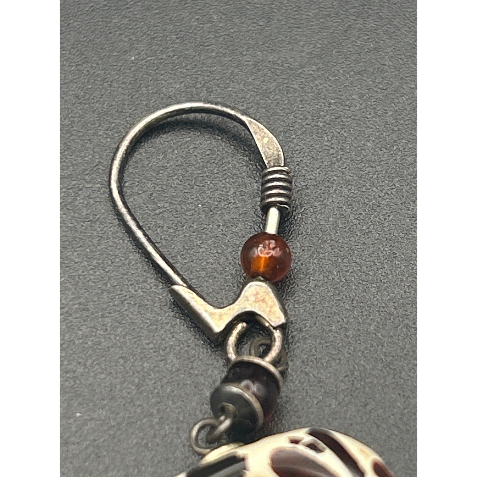 Vintage Modernist Resin Swirl Drop Dangle Earrings Amber Accent