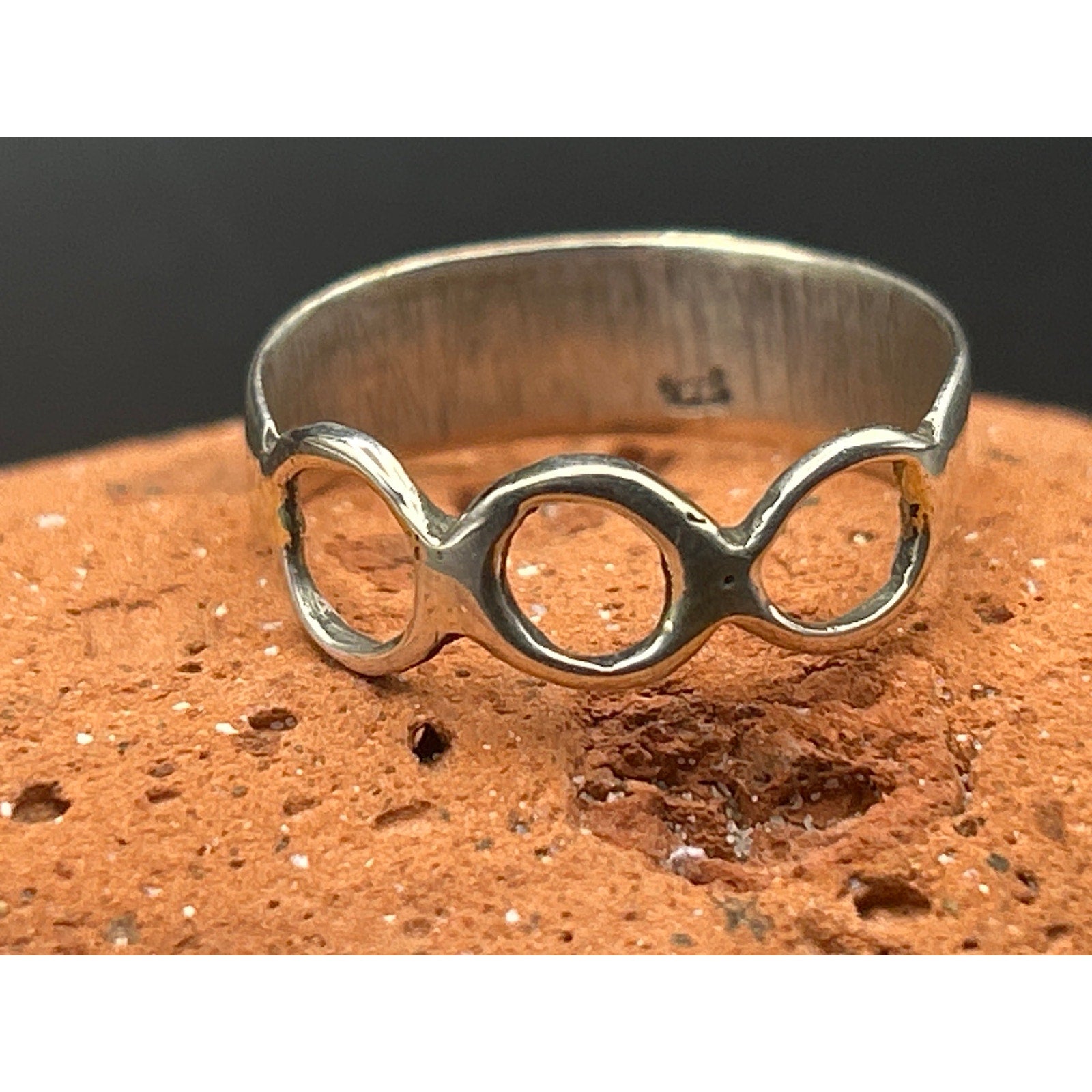 Handmade Minimalist Triple Loop 925 Sterling Silver Ring Size 9 Artisan