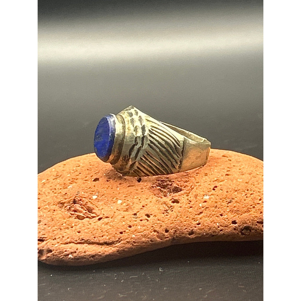 Vintage Afghan Kochi Tribal Ring Lapis Lazuli Split Band Size 9 Repair/Craft