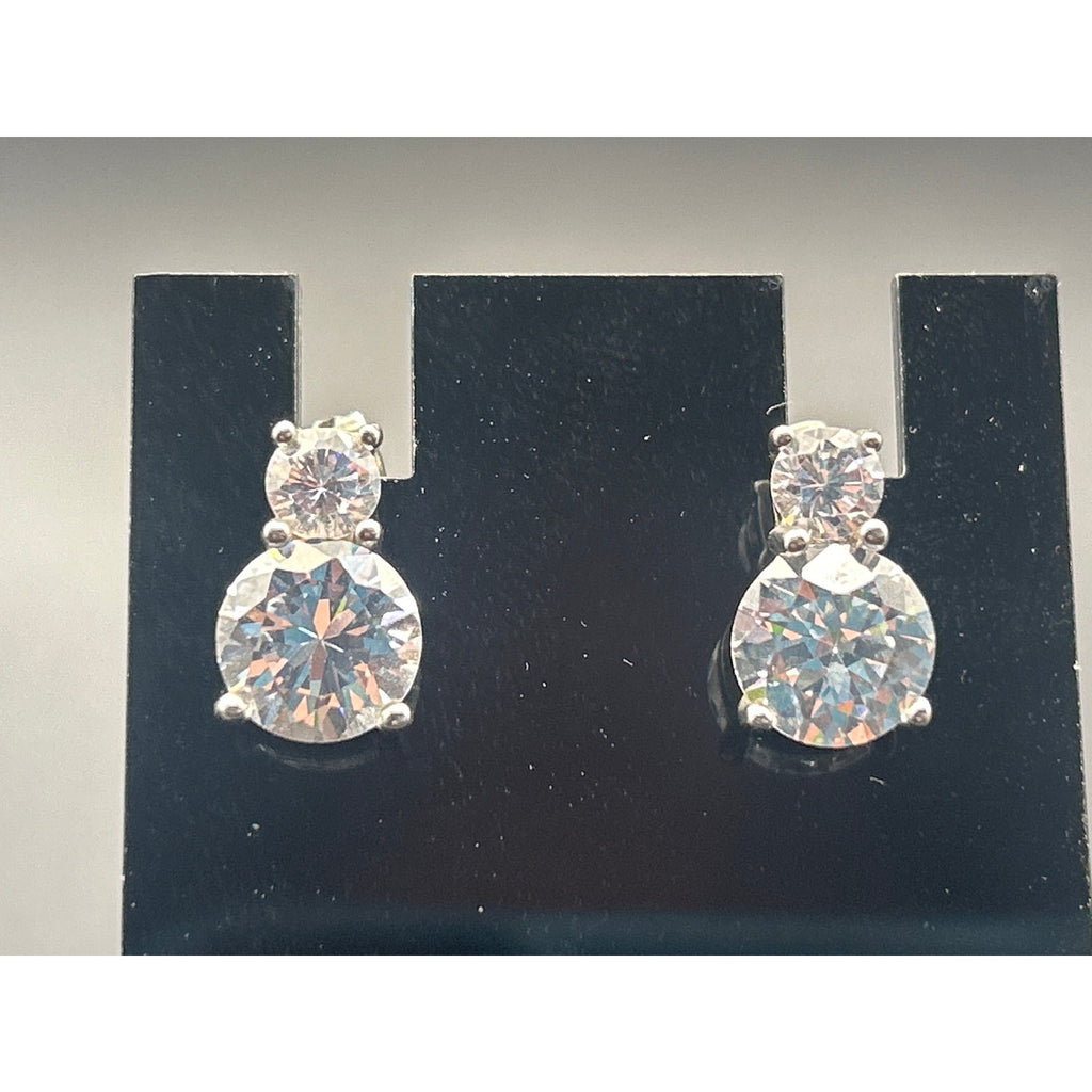 Vintage Clear Crystal Rhinestone Drop Dangle Cluster Earrings
