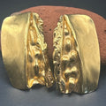 Vintage Brutalist Molten Gold Plated Stud Earrings SM Hallmark