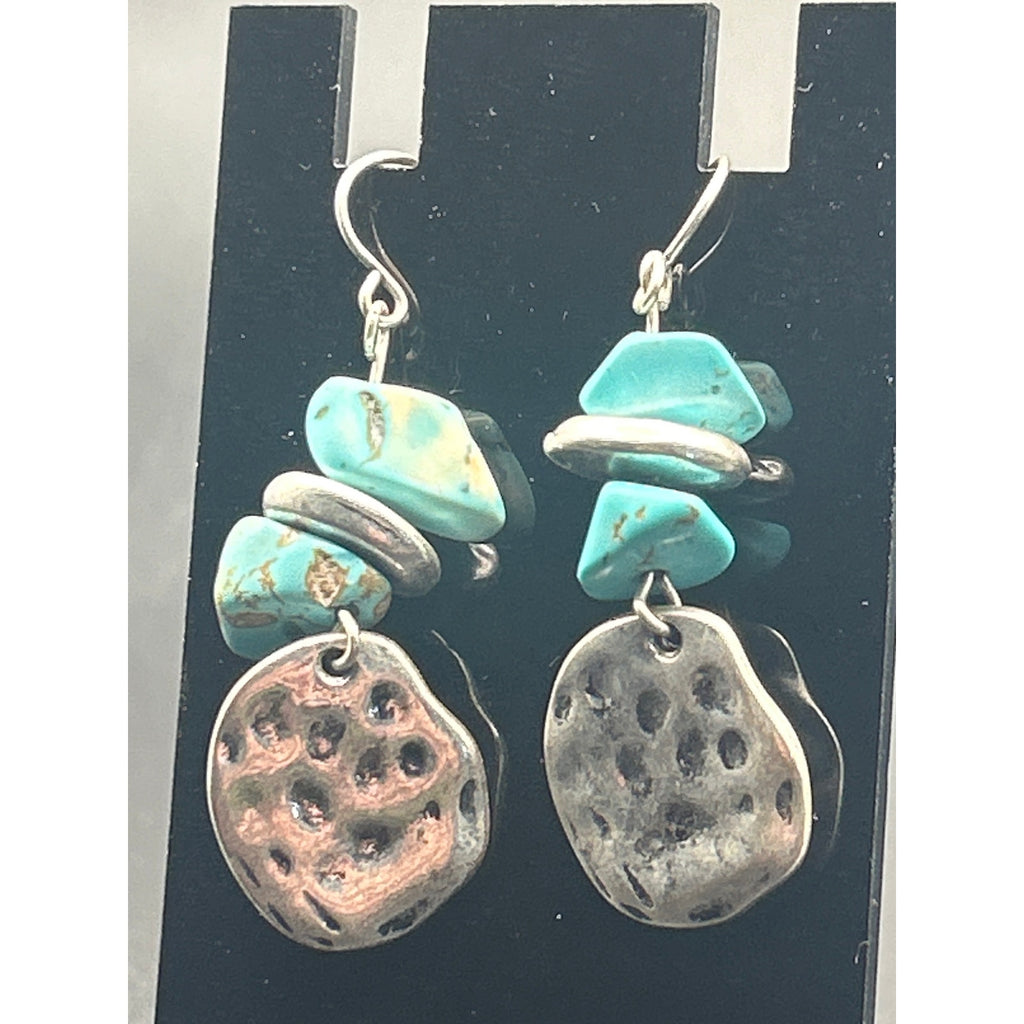 Vintage Antiqued Silver Tone Multi Tier Leaf Drop Dangle Earrings