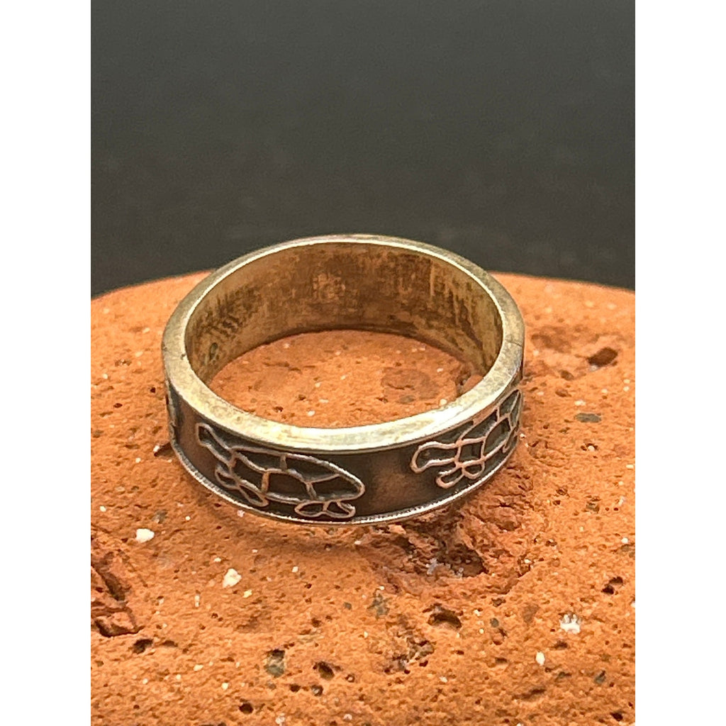Vintage Taxco TS-90 Sterling Silver 925 Turtle Band Ring Size 9 Mexican Art