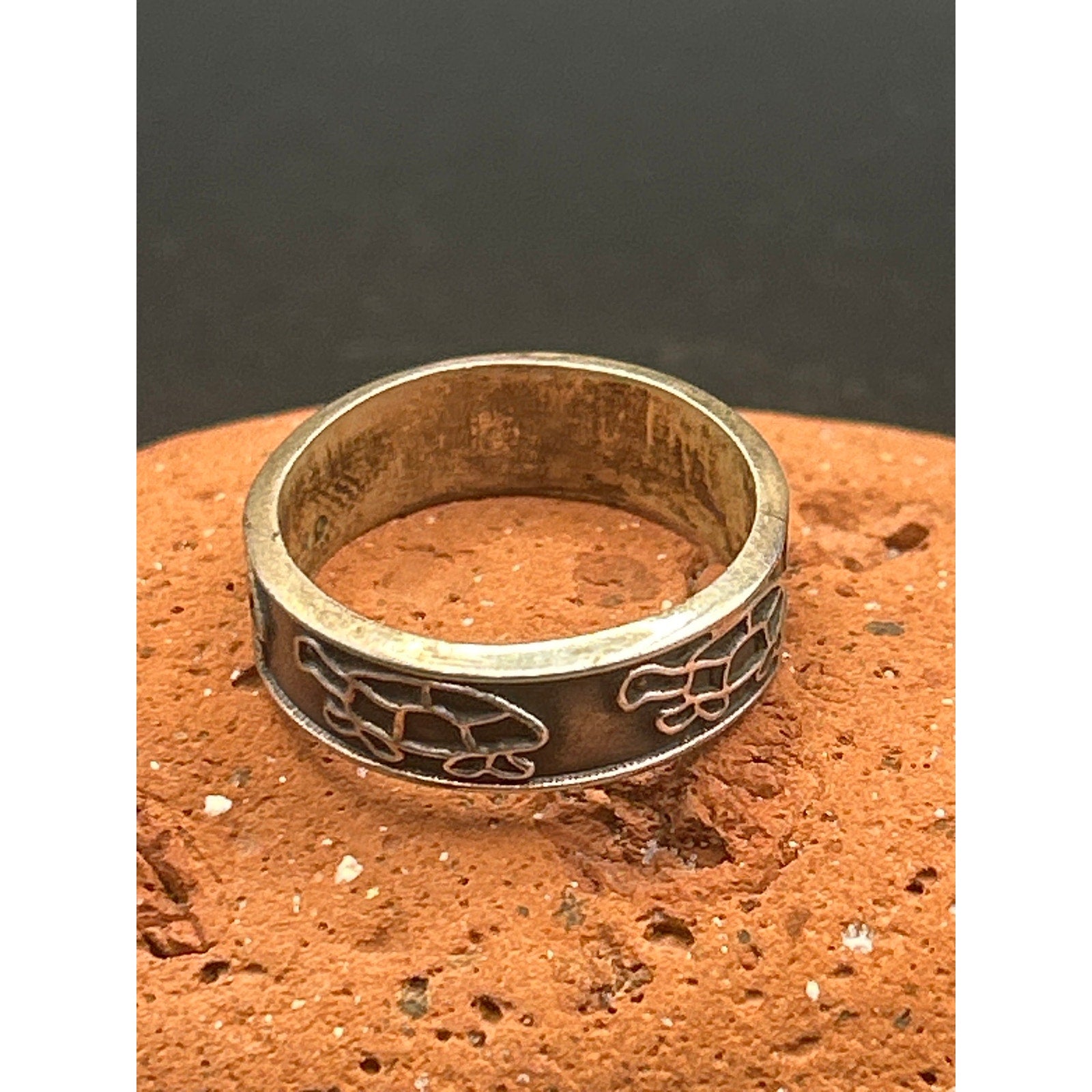Vintage Taxco TS-90 Sterling Silver 925 Turtle Band Ring Size 9 Mexican Art