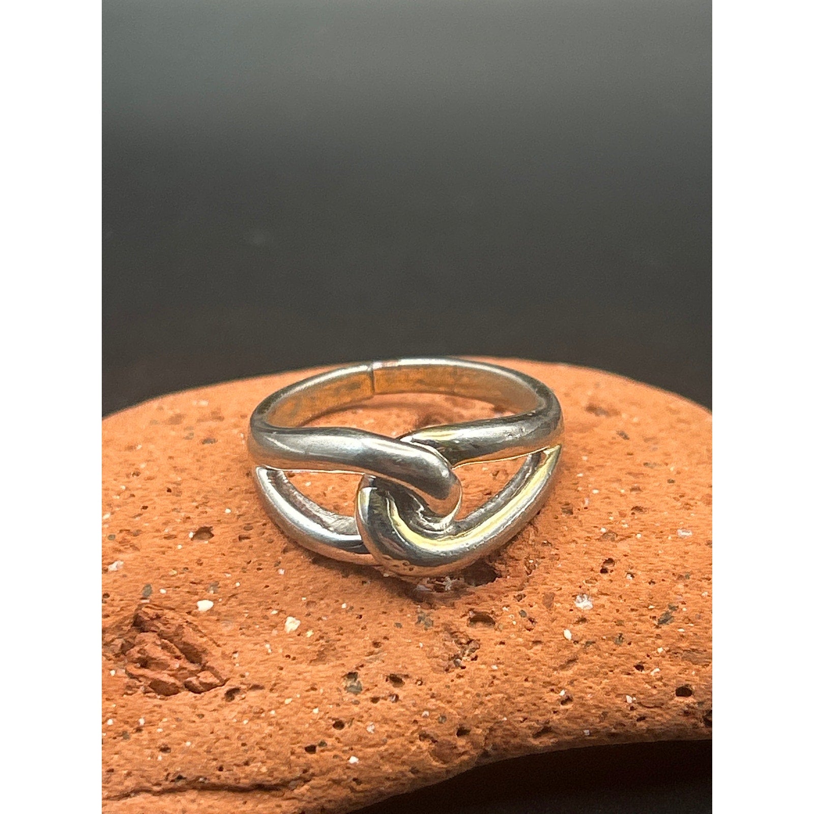 Vintage 90s Silver Tone Knot Ring Size 10 Love Knot Statement Band Minimalist