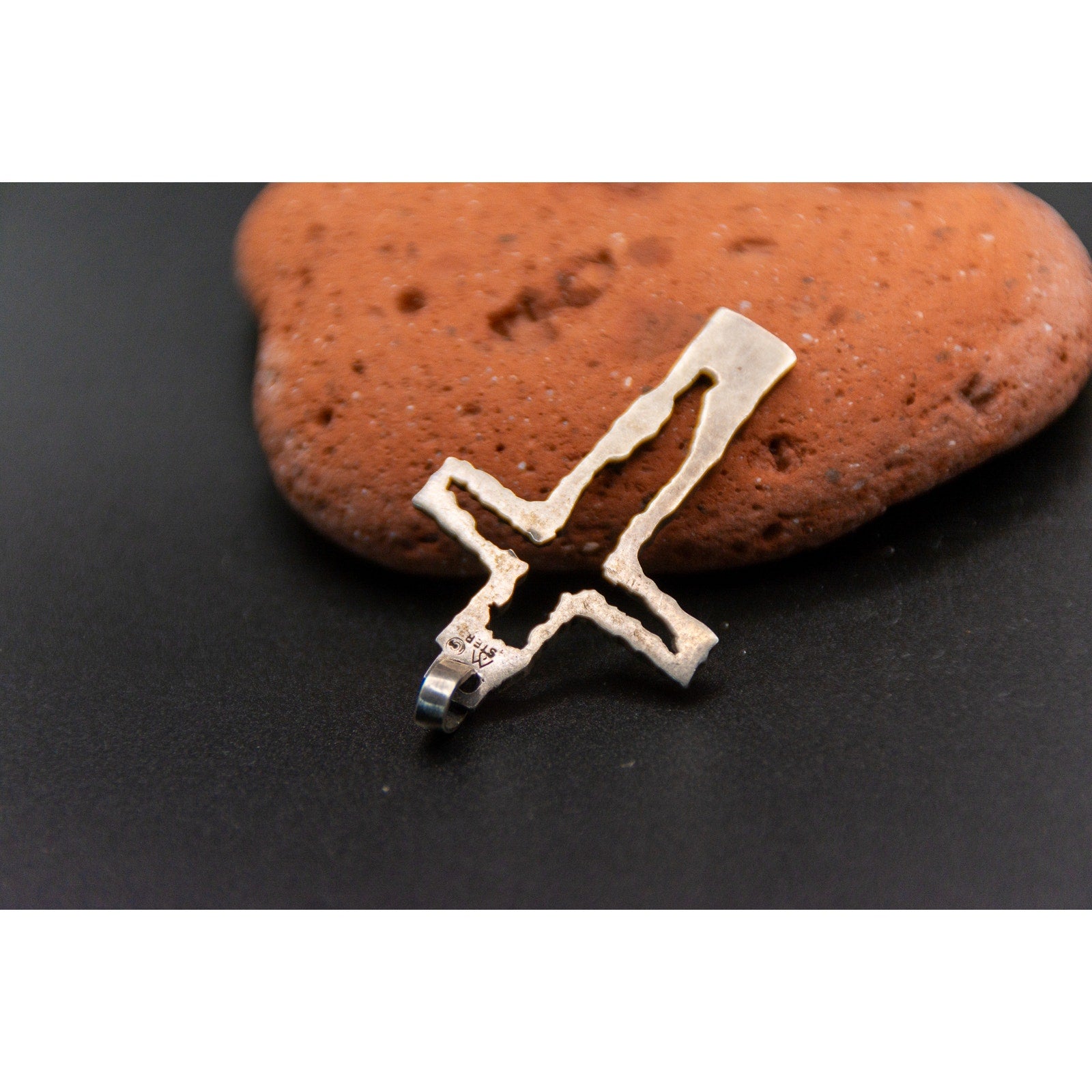 Vintage Cross Cut Out Jesus - Handmade 925 Sterling SIlver