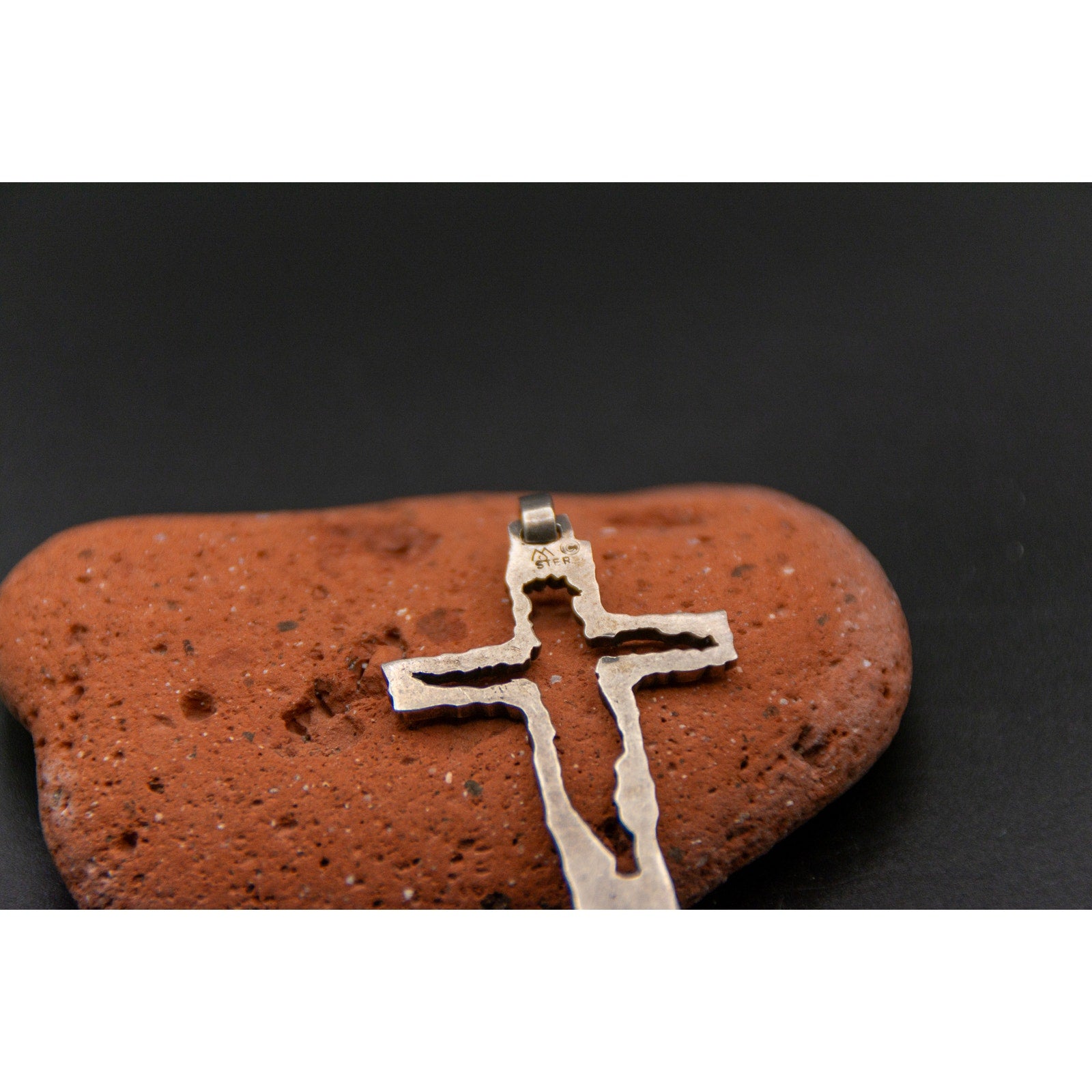 Vintage Cross Cut Out Jesus - Handmade 925 Sterling SIlver