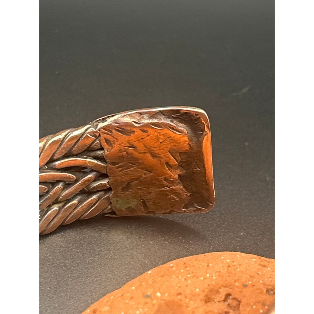 Handmade Triple Twist Copper Bracelet with Hammered Ends - 15mm Wide Heavy