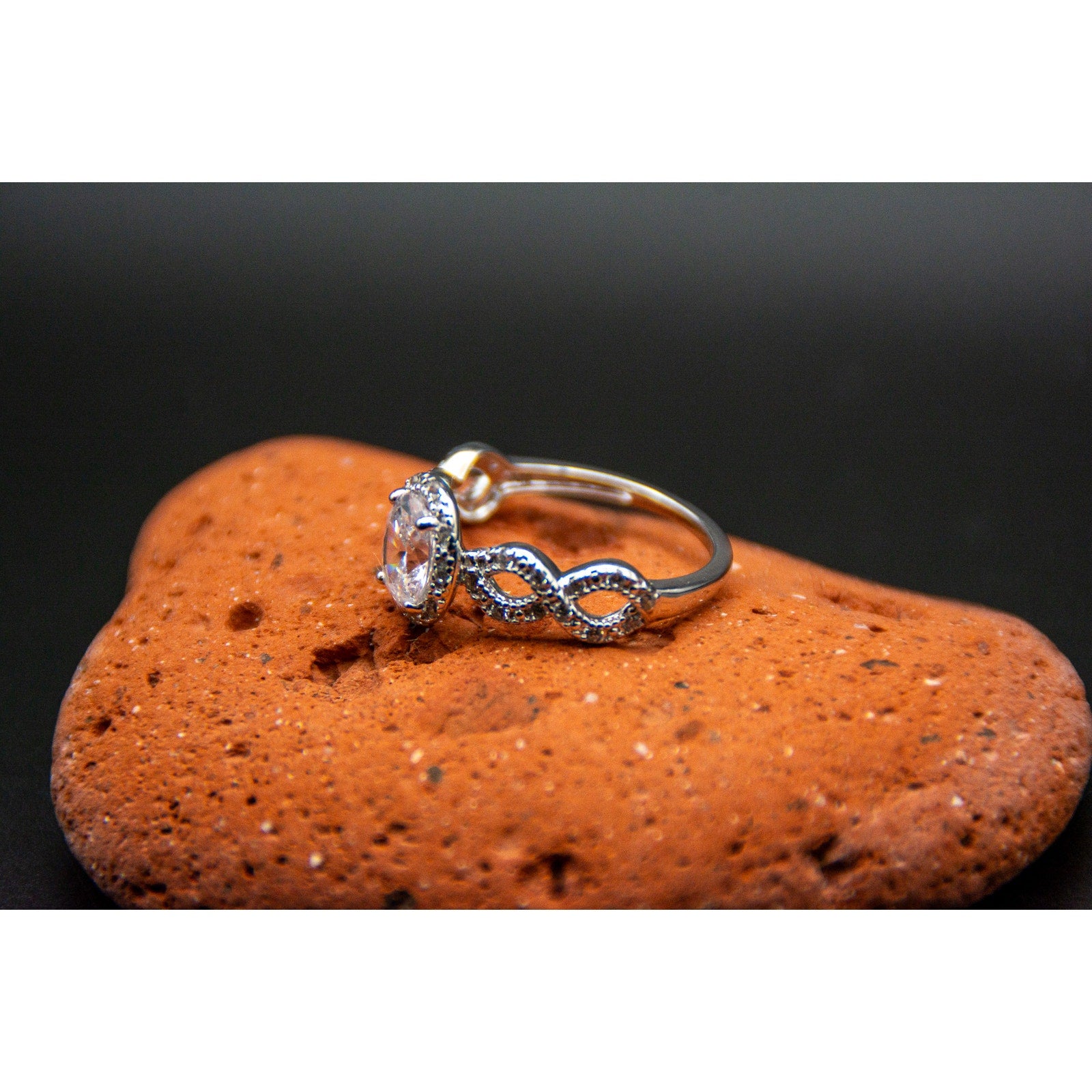 Vintage NVC Sterling Silver Oval Halo Infinity Band Ring Size 8