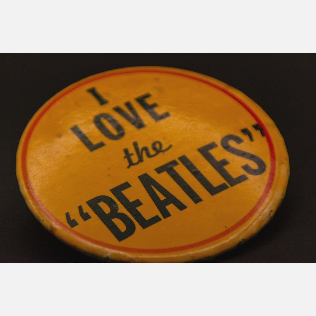 Original Vintage 1960s Beatles Pinback Button - 3" I love the Beatles