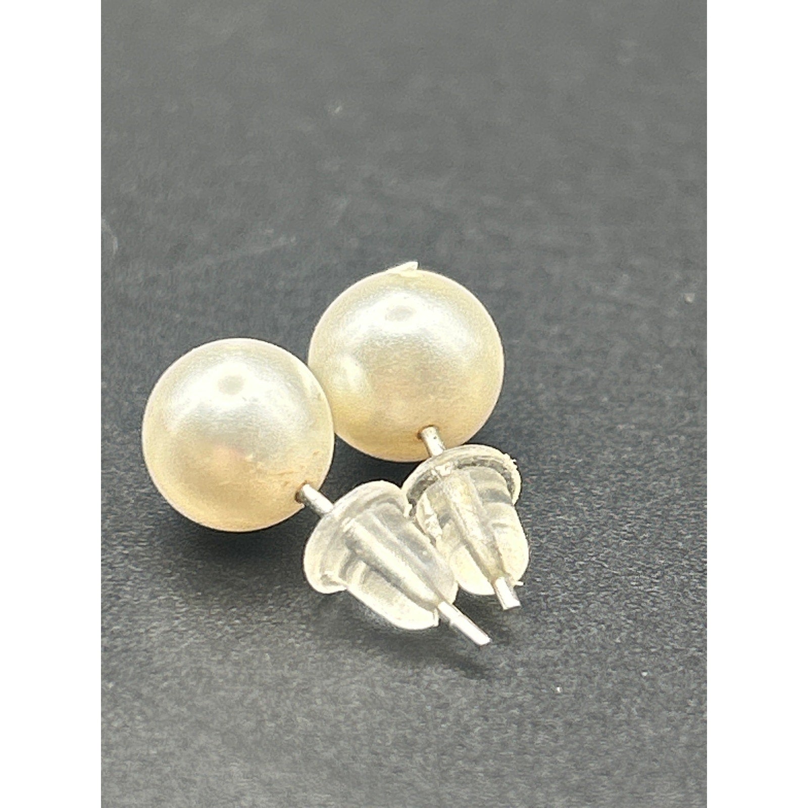 Vintage 6mm Faux Pearl Stud Earrings Silver Tone Posts Classic White