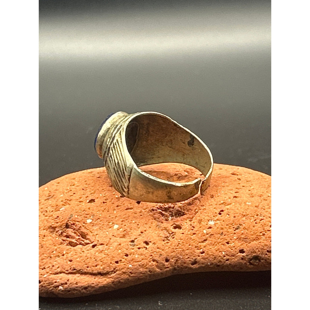 Vintage Afghan Kochi Tribal Ring Lapis Lazuli Split Band Size 9 Repair/Craft