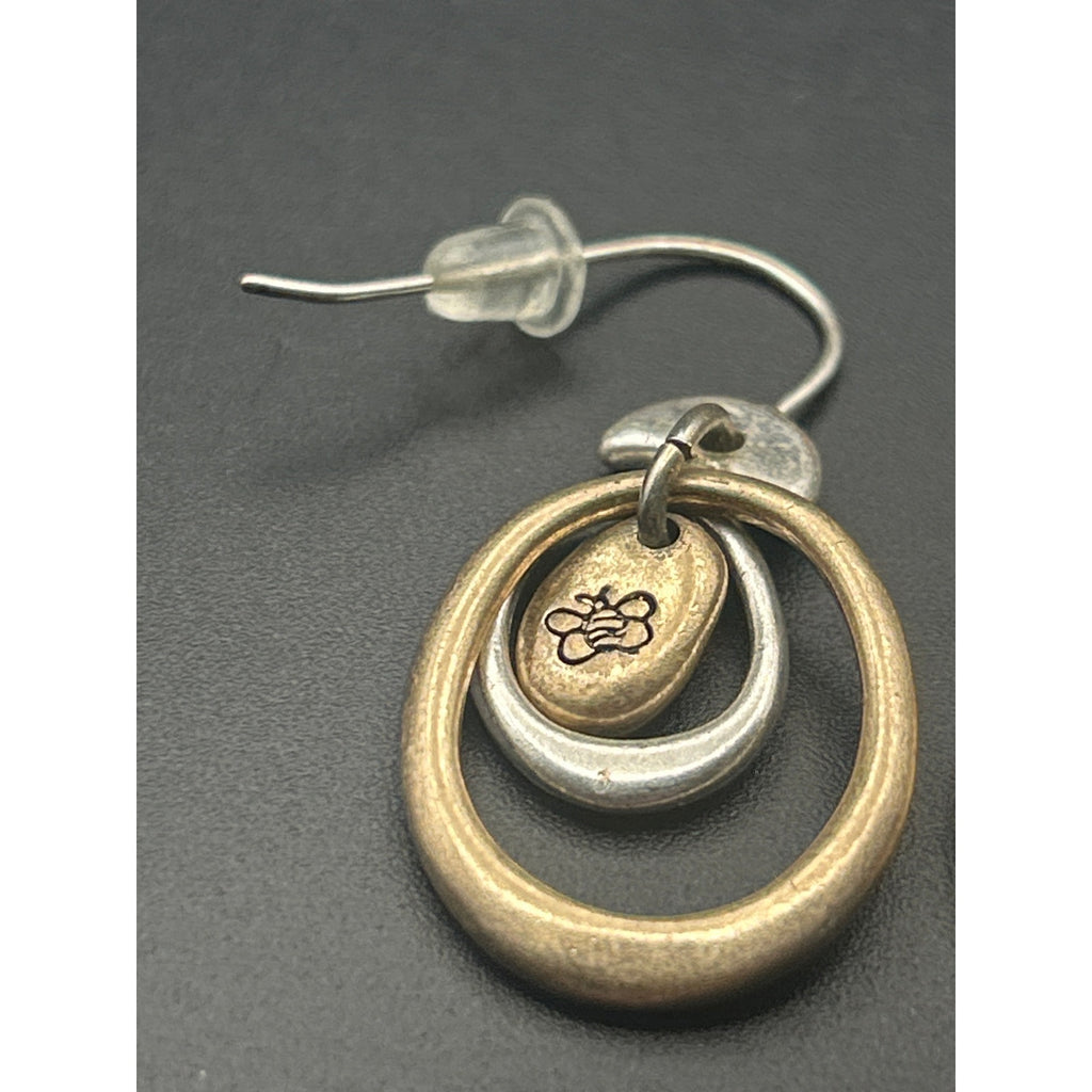 Vintage Mixed Metal Gold Silver Tone Bee Honeybee Drop Earrings