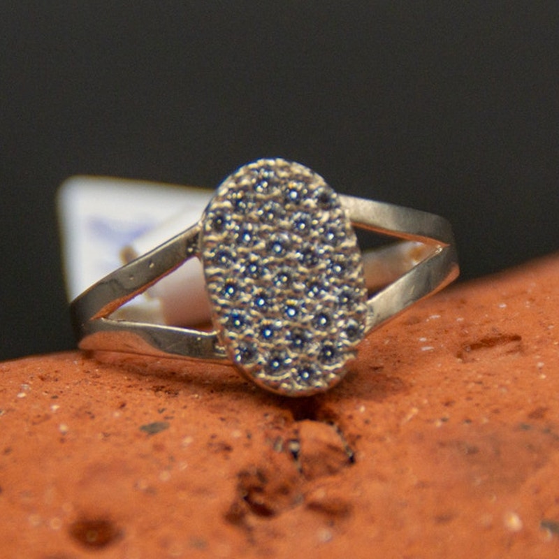 Pave CZ Cluster Ring in Sterling Silver - Size 8.5